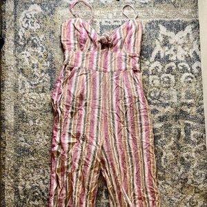 Pink striped jumpsuit